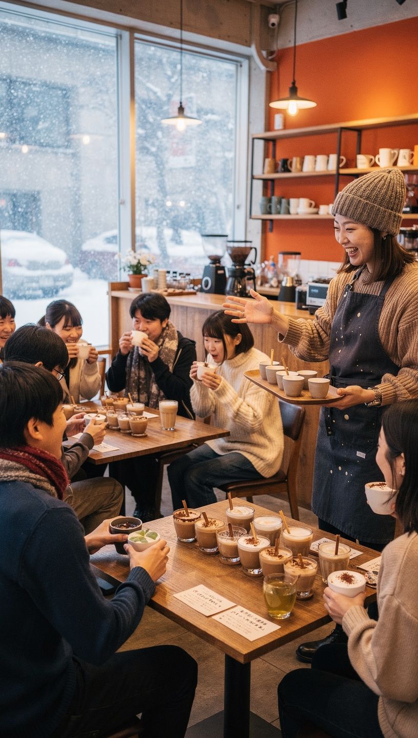 コーヒーの風味ノートが描かれたポスター