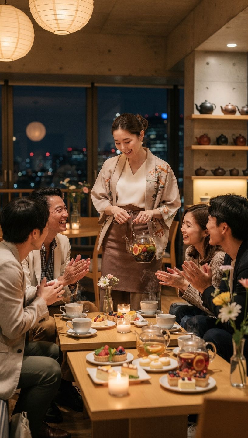 季節のフレーバーを強調したスイーツの盛り付け